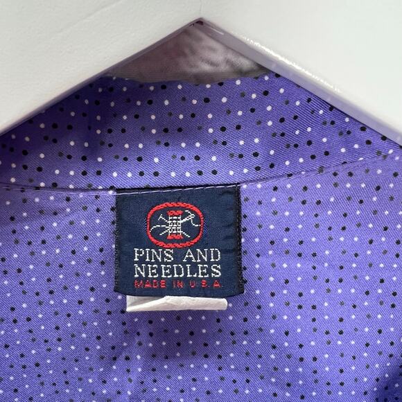 Vintage Pins and Needles Womens Blouse Purple Dot Size M 80s long Sleeve Button - Picture 4 of 8